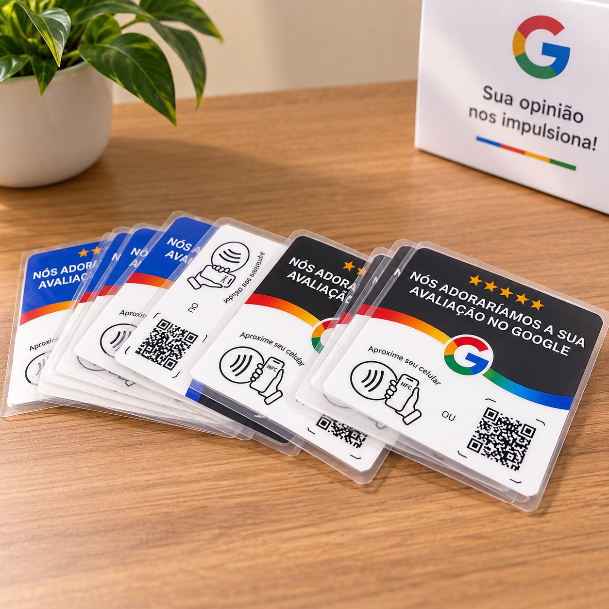 Plaquinha RevTap modelo básico de parede com QR Code e NFC